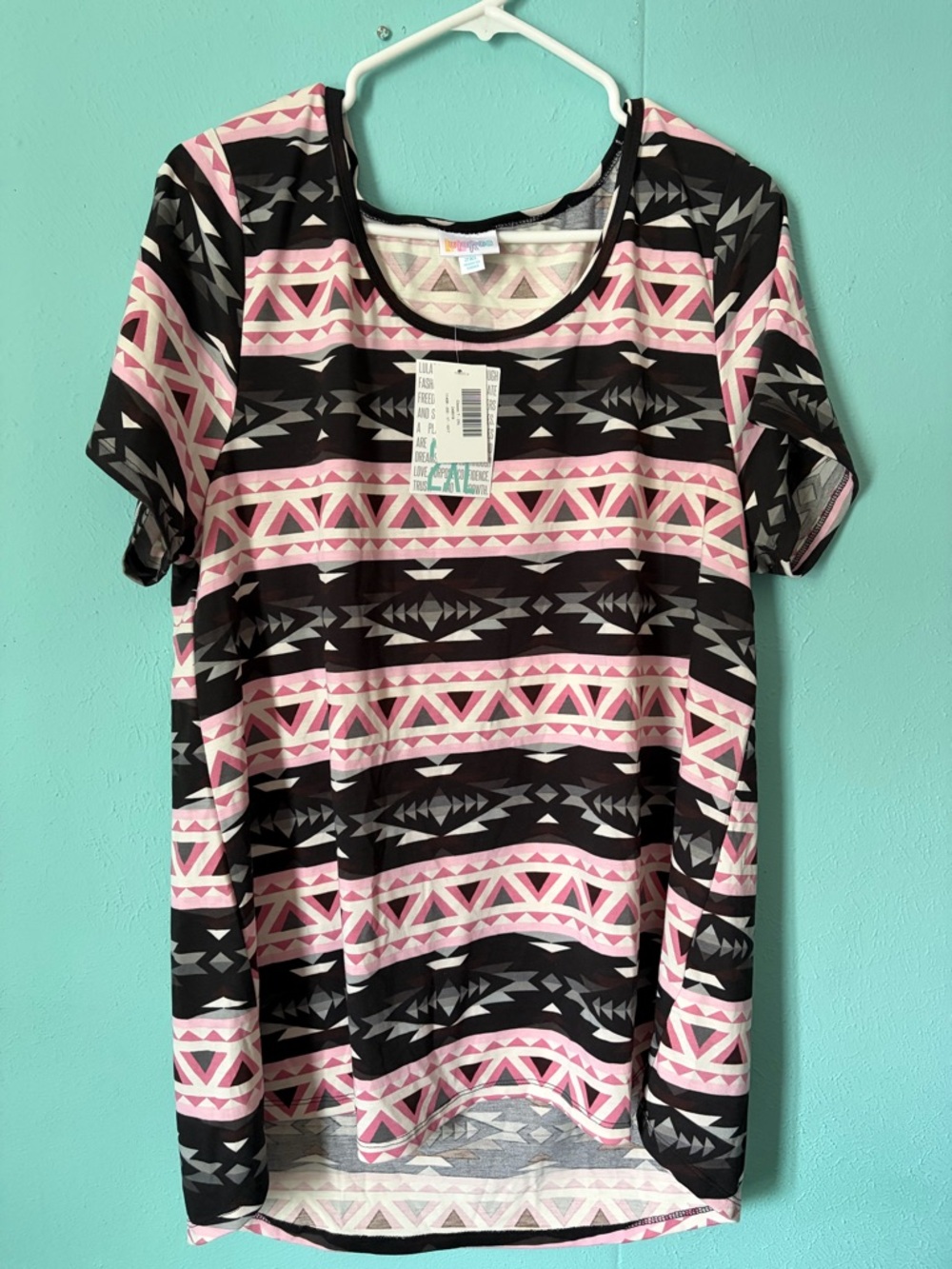 LuLaRoe Short Sleeve Aztec Tee in Pink & Black